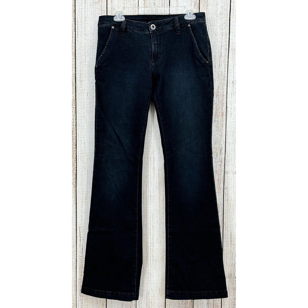 BCBGMaxAzria Bella Jeans Women's Size 28‎ Mid Rise Dark Wash Flared Leg